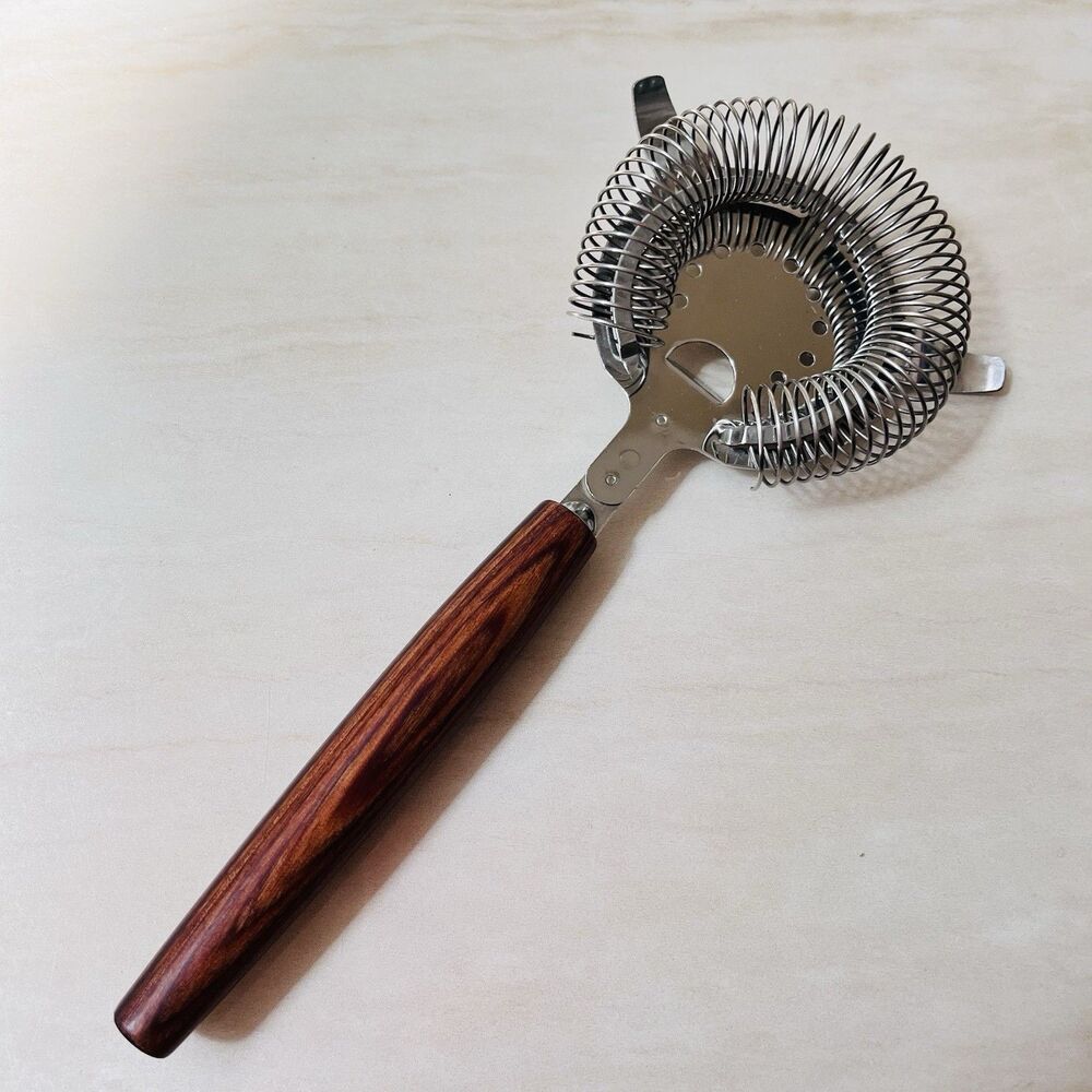 Vintage Ekco Cocktail Strainer Genuine Pakkawood Handle Chrome Plated